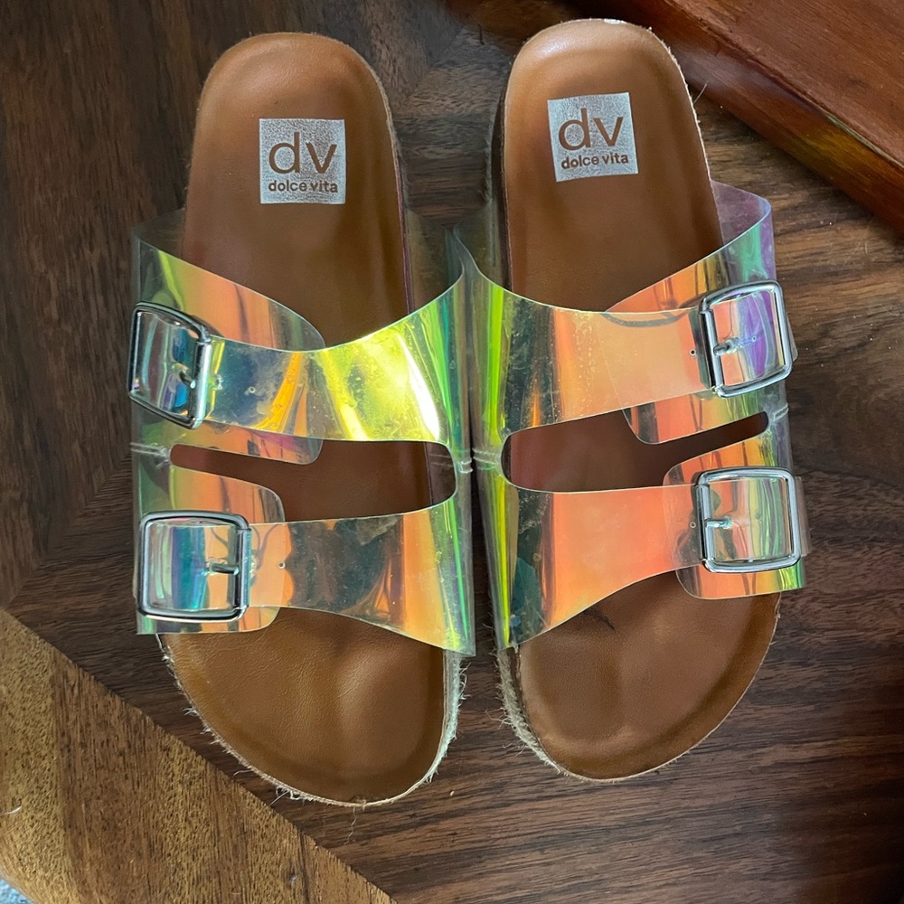Dolce vita iridescent platform espadrilles